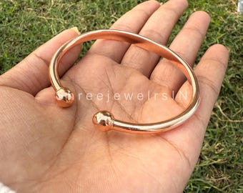 Pure Copper Therapy Bangle: Rose Gold Accent, Pain Relief Jewelry