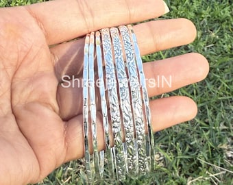 職人による手作りの925シルバー製バングル7点セット：エスニックな