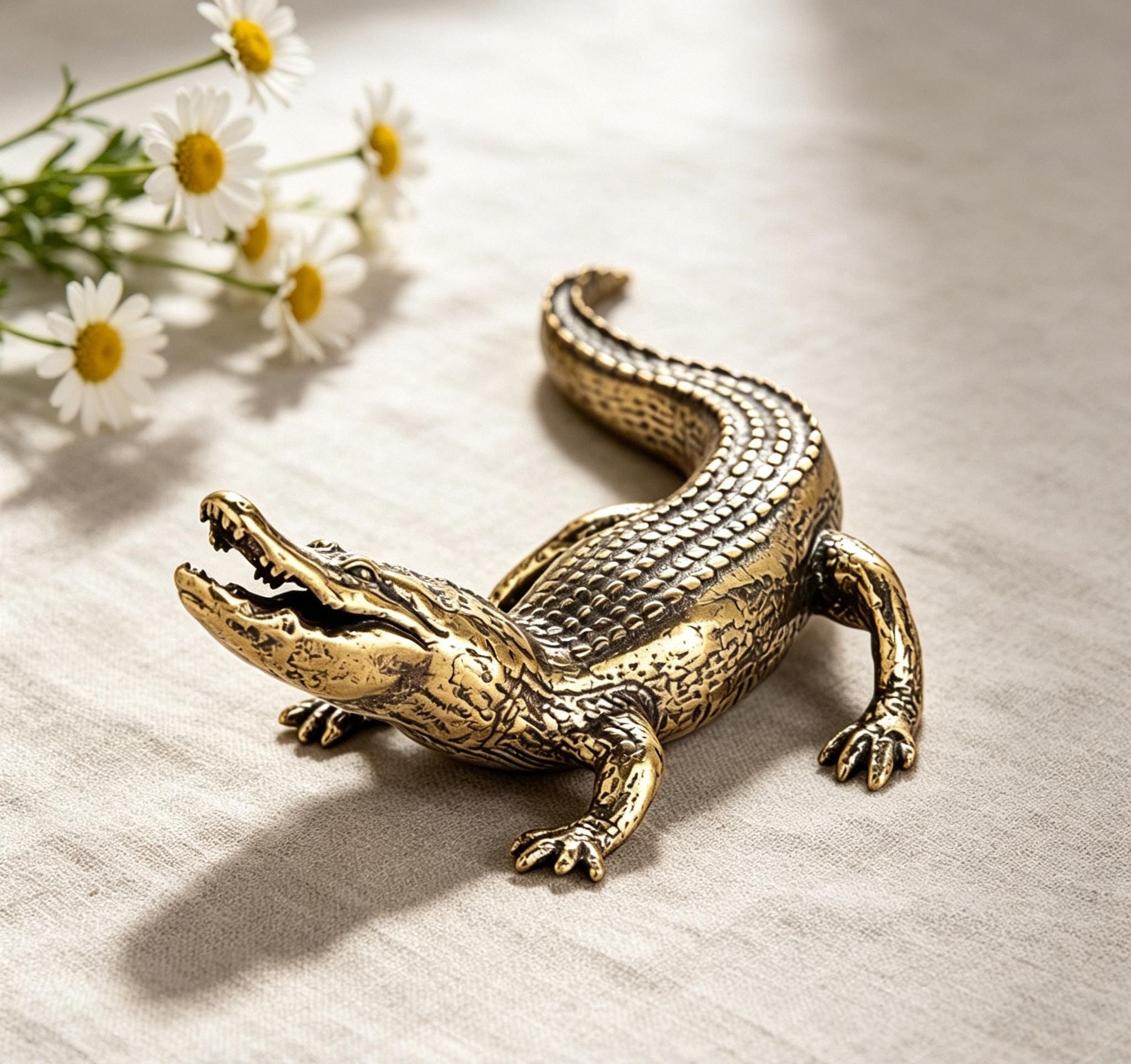 Gold Alligator Statue - Etsy