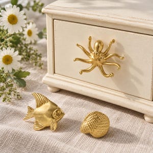 Antique Brass octopus Knob,Marine Knob,Animals Decorative Drawer knob,Dressing Table Unique Knob,Cabinet Hardware Knob,Cabinet Door Knob