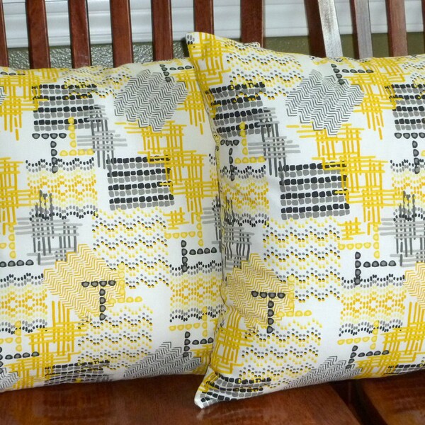 Decorative Accent Pillow Covers- Two 18 Inch - Yellow, Black and Grey