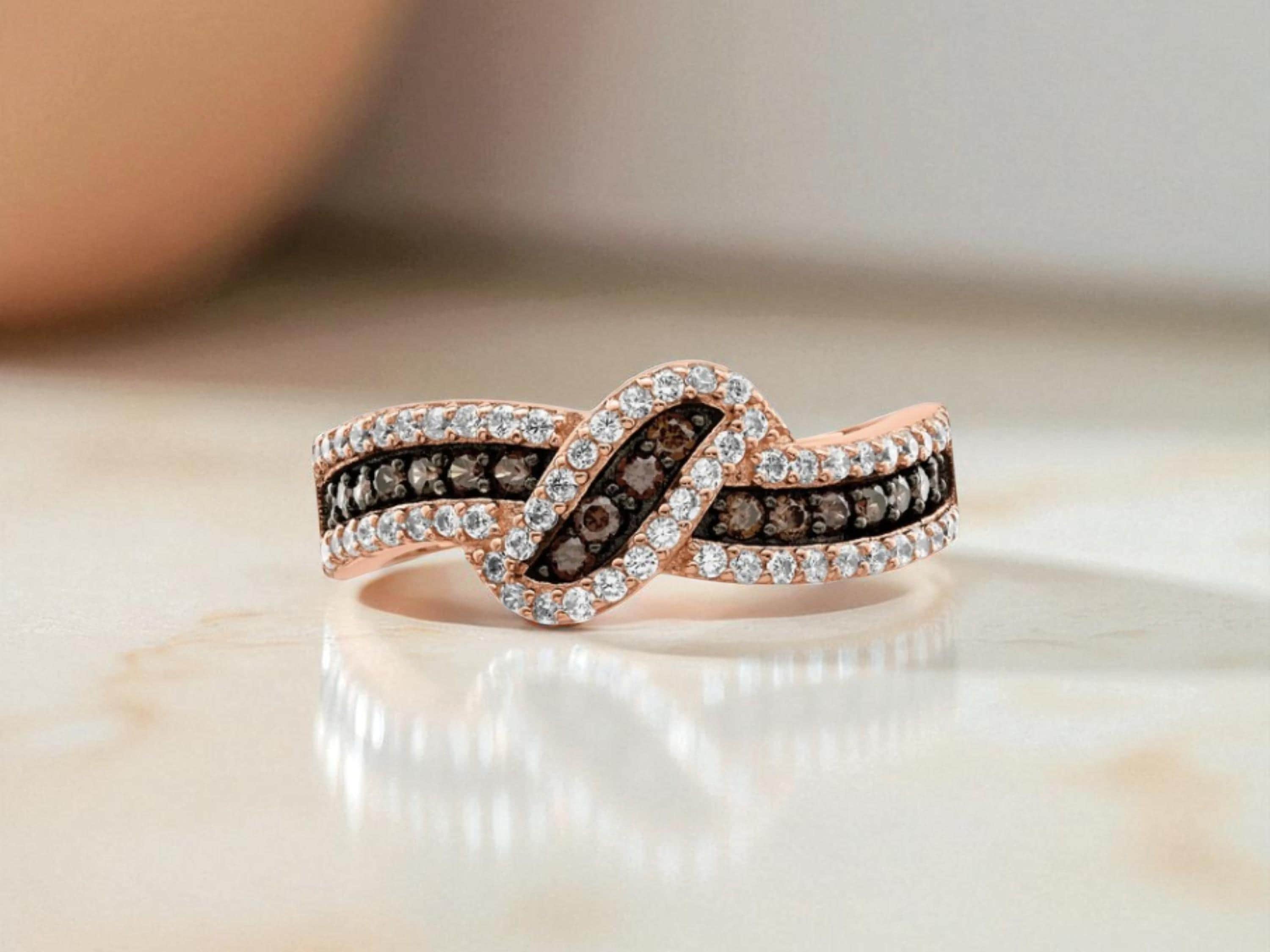 ル ヴァン レディース リング アクセサリー Chocolate Quartz (3-1/10 ct. t.w.) & Diamond (1/4 ct. t.w.) Ring in 14k Gold ルヴァン レディース リング アクセサリー Chocolatier Chocolate
