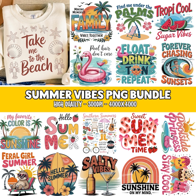 Summer PNG Bundle Coquette Bow Retro Summer Beach Vibes Stay Cool Sunshine Sunflower Salty Tanned And Tipsy Tequila Aesthetic Sandy Boots image 3