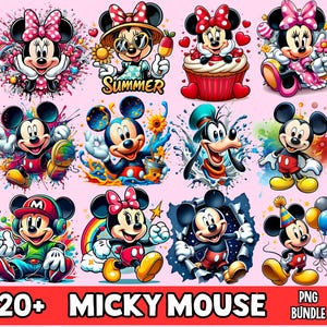 Mickey Mouse & Friends Best PNG Bundle, Mickey Mouse PNG Cartoon Sublimation Cliparts,PNG Pack