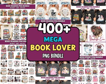 400+ Book Lover PNG  Bundle, Reading Quotes,  Files Instant Download