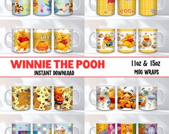 50+ Winnie the Pooh Mug Wrap Bundle , 11oz & 15oz Sublimation Designs, Instant Download