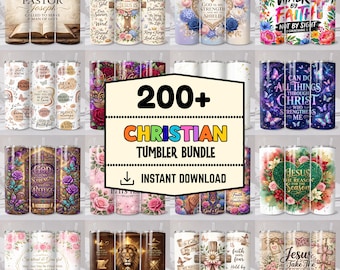 200+ Christian Bible Verses Sublimation Faith Tumbler, 20 oz Skinny Tumbler Wrap PNG, Christian Quotes, and Bible Instant Digital Download