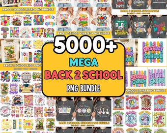 5000+ Back To School PNG Bundle: Preschool School First Day Preppy School sublimation Pre-K 1st-4th Grade, Strip school Png Digital Download