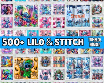 Stitch Tumbler Wrap Png Bundle, 3D Inflated Stitch Tumbler Design PNG, Cute Cartoon Stitch SPng, Lilo & Stitch Sublimation