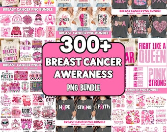 300+ Breast Cancer Png Mega Bundle, Breast Cancer Png, Cancer Survivor, Fight Cancer Quote Sublimation, Cancer Awareness, Pink Ribbon Png