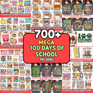 700+ PNG バンドル 100 Days of School ハッピー 100 Days of School PNG 面白い 100 Days Bruh PNG レトロな教師の学校のデザイン デジタルダウンロード