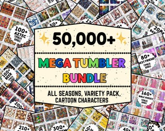 50,000+ Mega Tumbler Wrap Bundle, Sublimation Design, Add Your Own Photo Tumbler, 3D Inflated Tumbler, Trending 20oz, Gift Christmas Tumbler