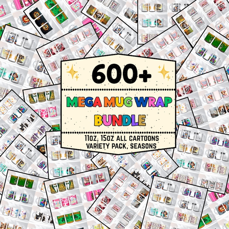 600 + Mega Becherverpackungs-Bundle, Mega 11 Unzen Becherverpackung, Mega 15 Unzen Tassenverpackung, Becher Sublimationsdesign, Patrotic, Halloween Lehrer Png Bild 1