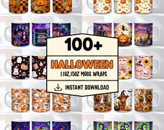 100+ Halloween Mug Wrap Bundle, 11oz & 15oz Spooky Season Halloween Mug PNG, Skull Ghost Mug Wrap, Mug Wrap Sublimation, Digital  Download