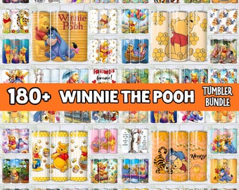 Pooh Tumbler Wrap Designs Bundle, Winnie The Pooh Sublimation Designs, 20oz Pooh Tumbler Wrap PNG, Cartoon Tumbler Wrap, Pooh Wrap PNG