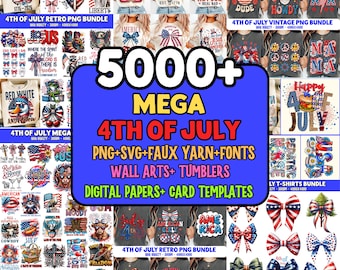 4th Of July PNG Bundle USA Flag American Coquette Bow Land Of The Free Floral Girly Howdy Western USA Vintage Aesthetic Png Digital Download