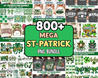 800+ St Patricks Day png Bundle Retro Shamrock Lucky Coquette Irish PNG Kids St Patty's Faux Yarn  Bundle Digital Download