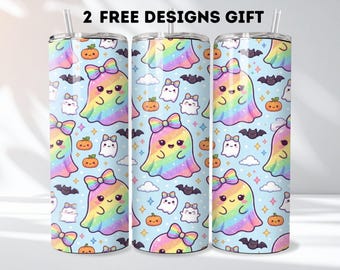 Iridescent Halloween 20oz Tumbler Wrap Halloween Tumbler Design Ghost Sublimation Design Instant Download PNG File