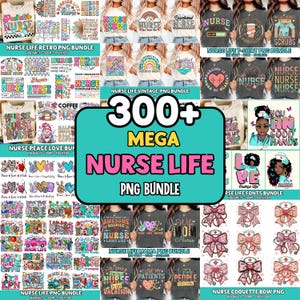 300+ Nurse Life PNG Mega Bundle, Stethoscope Bow Clipart Instant Download