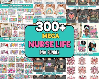 300+ Nurse Life PNG Mega Bundle, Stethoscope Bow Clipart Instant Download