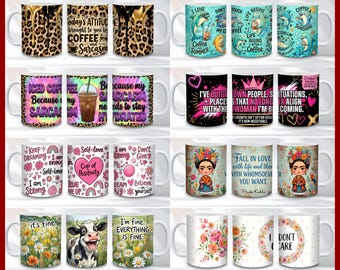 200+ Sarcastic Coffee Mug WrapS Bundle Digital Download Bundle