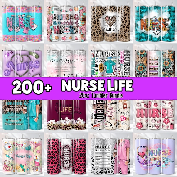 Nurse Tumbler Wrap Bundle: 20oz RN Tumbler PNG Digital Download