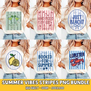 250+ Summer Striped PNG Bundle, Preppy Coastal Bow Sublimation, Vacation Margarita Digital Design image 5