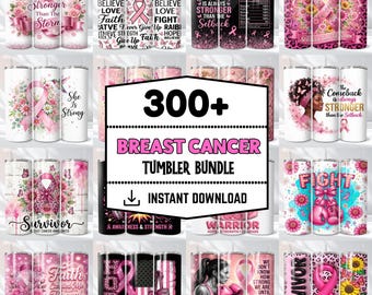 300+ Breast Cancer Tumbler Wrap Bundle 20oz Skinny Tumbler Sublimation PNG Ribbon Awareness Cancer Awareness Digital Instant Download