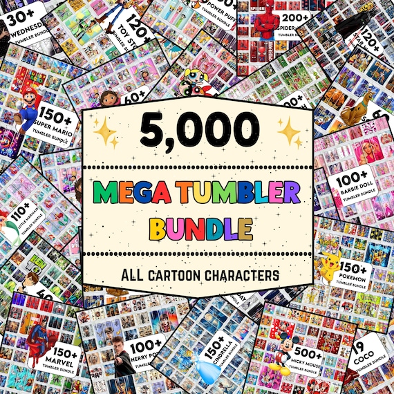 5000+ 20oz Cartoon Tumbler Bundle All Cartoons Character Sublimation Stitch Tumbler 90s Cartoon Tumbler, Stitch Tumbler PNG Digital Download