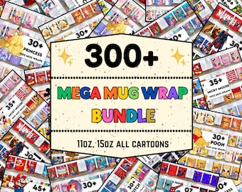 300+ Cartoon Character 15oz,11oz Mug Bundle Sublimation Designs PNG Instant Download