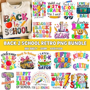 5000+ Back To School PNG Bundle: Preschool School First Day Preppy School sublimation Pre-K 1st-4th Grade, Strip school Png Digital Download image 5