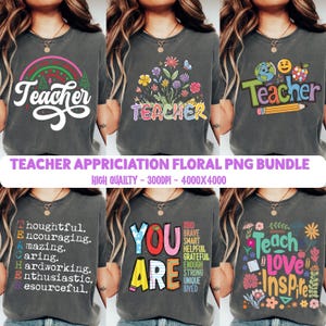 5000+ Teacher png bundle school holiday teacher appreciation retro boho teach love inspire back to school rainbow teacher life sublimation image 6