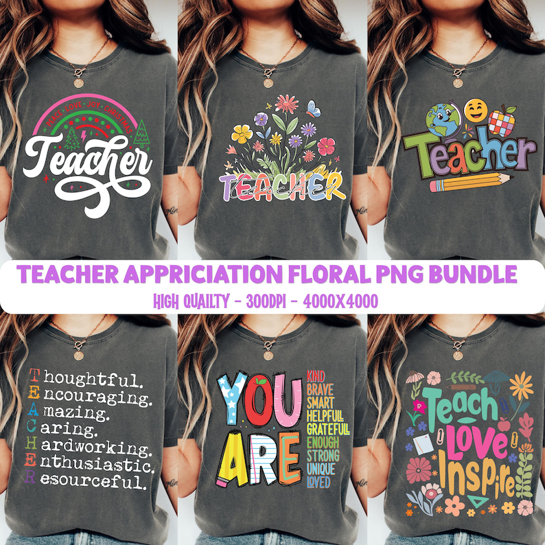 5000+ Teacher png bundle school holiday teacher appreciation retro boho teach love inspire back to school rainbow teacher life sublimation image 6