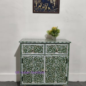Handmade 2 Drawer 2 Door cabinet chest, mop inlay buffet, mop inlay Chest, living room furniture, bone inlay furniture, bone inlay sideboard