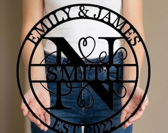 Custom Family Name Metal Monogram Sign | Personalized Outdoor Wall Art | Anniversary & Housewarming Gift Decor