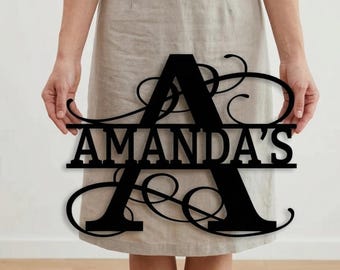 Custom Metal Name Sign, Personalized Family Wall Art, Front Door Decor, Unique Metal Wall Logo, Custom Letter Sign