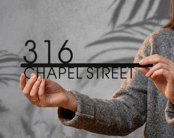 Custom Metal House Sign | Personalized Address Plaque | Modern Metal Street Name Sign | Custom Metal Wall Art | Housewarming Gift