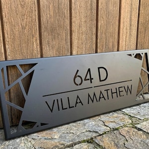 Modern Custom Metal House Number Sign | Personalized Laser-Cut Address Plaque | Contemporary Wall Decor for Home Exterior