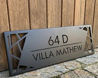 Modern Custom Metal House Number Sign | Personalized Laser-Cut Address Plaque | Contemporary Wall Decor for Home Exterior