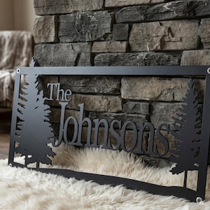 Custom Metal Family Name Sign | Personalized Outdoor Cabin Decor | Wedding Gift Wall Art | Rustic Farmhouse Est. Sign | Metal Wall Hanging