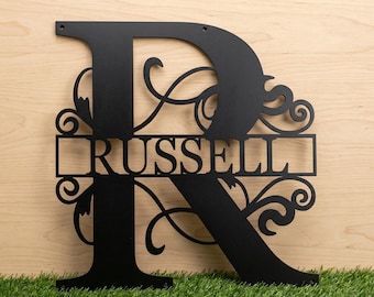Custom Metal Name Sign, Monogram Family Name Wall Art, Outdoor Garden Decor, Housewarming Gift, Last Name Sign Wedding Gift,Front Door Decor