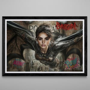 Batgirl Dynamic Print , Superheroine Comic Book Action Poster, Modern Superhero Digital Printable Art, Batgirl DC comics, Instant Download