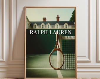 Tennisposter, poster modetijdschrift, vintage modetijdschriftposter, retro modekunst luxe modeprint