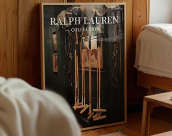 Póster elegante de polo, impresión de moda de estilo vintage, arte mural de inspiración retro, ilustración elegante de un partido de polo, póster digital de lujo, decoración de polo