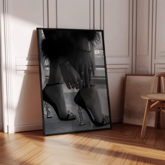 Black and White Luxury Fashion Poster Old Money Aesthetic Wall Art Trendy Designer Shoes Printable Print Glam Bedroom Decor Heels Wall Art