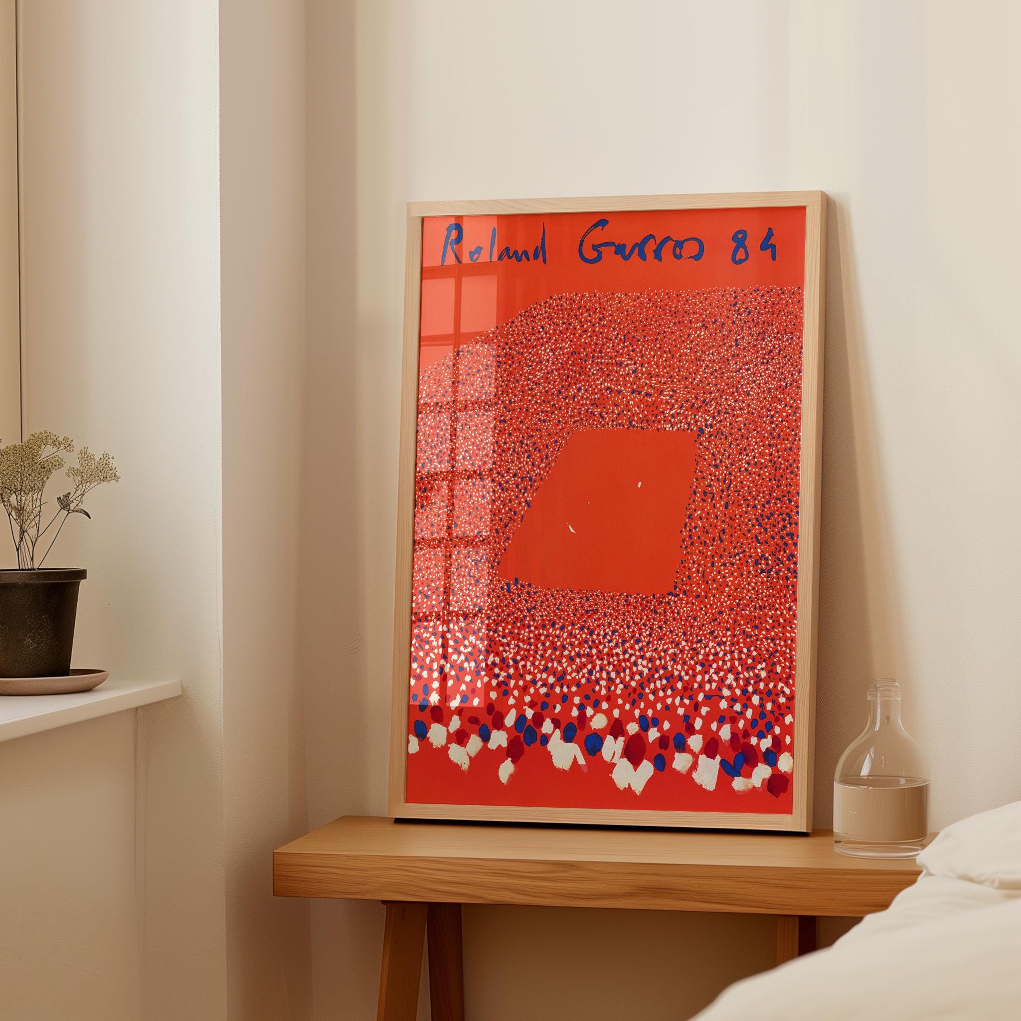 【SALE】TYPOGRAPHYS アートポスター（大型A3サイズ）約42cm Roland Garros 1984 Tennis Poster Abstract Red Court Preppy Old