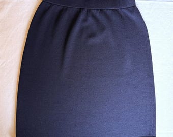 St. John Basics Navy Blue Santana Knit Pencil Skirt Elastic Waist Womens