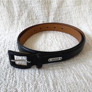 Lauren Ralph Lauren Black Italian Leather Belt Silver Buckle Sz. L