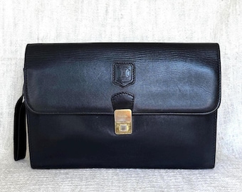 CELINE Vintage 1990 Black Leather Clutch Bag / Beauty Case - Etsy