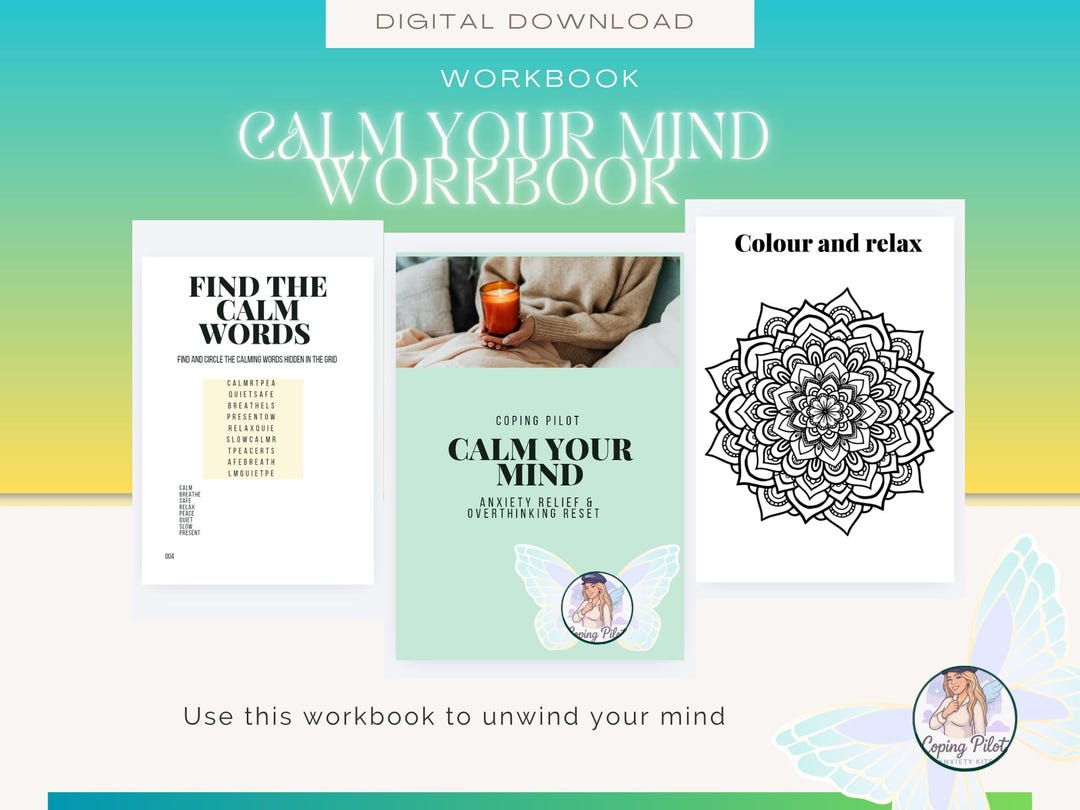 Calm Your Mind Workbook Printable | Anxiety Relief Journal ...